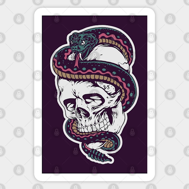 Gothic Skull and Snake Magnet by machmigo